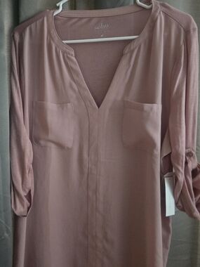 Soho Pink V-Neck Tunic Blouse